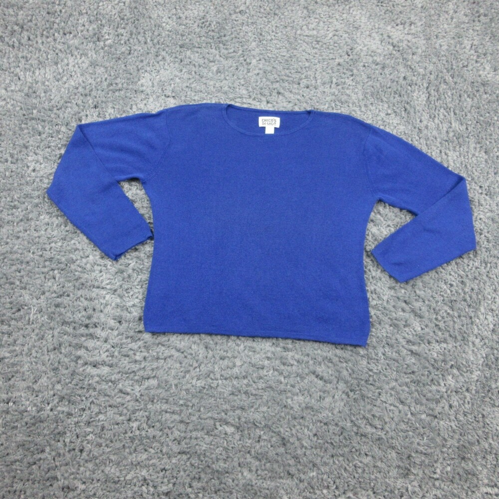 Chicos Sweater Womens 3 Pullover Linen Blend Crewneck Top Lightweight Casual